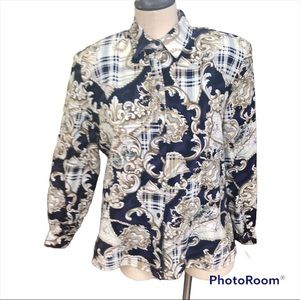 Vintage Alia Art Nouveau Inspired Print Long Sleeve Blouse/Shirt